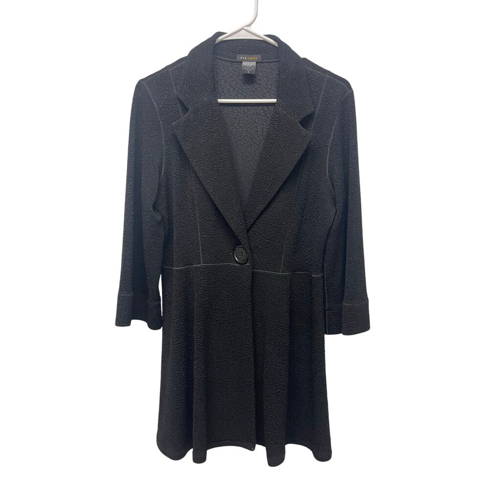 Eva Varro Empire one button textured cardigan black size Large made in USA